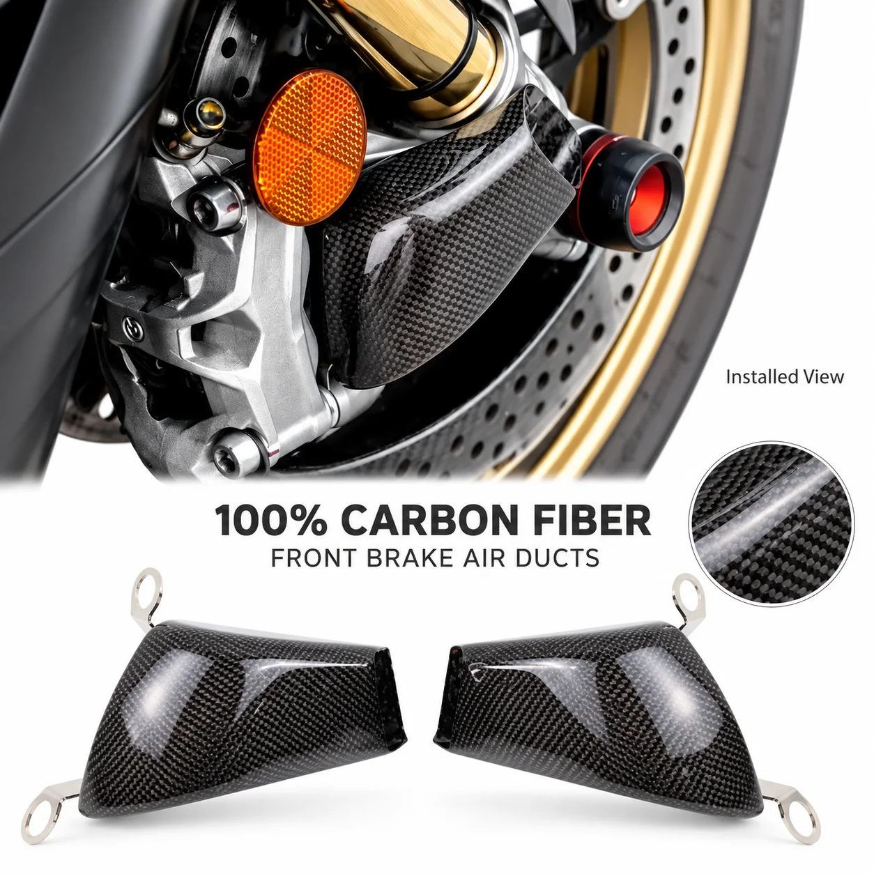 100%Carbon Fiber Front Brake Air Duct Caliper Radiator Cover radiatore For Ducati Monster 659 2018-2021