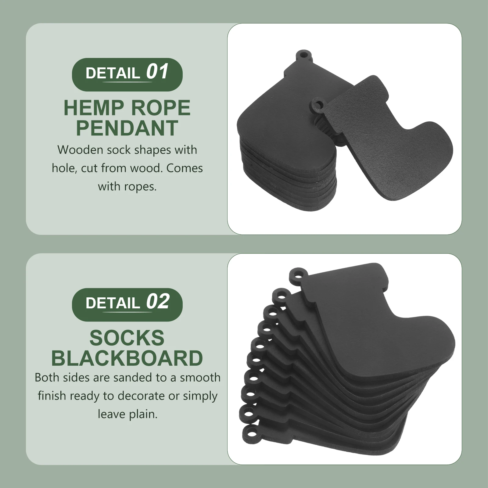 

10Pcs Wooden Sock Tags Smooth Sanded for Christmas DIY Projects Hangers Embellishments Scrapbooking Craft Supplies