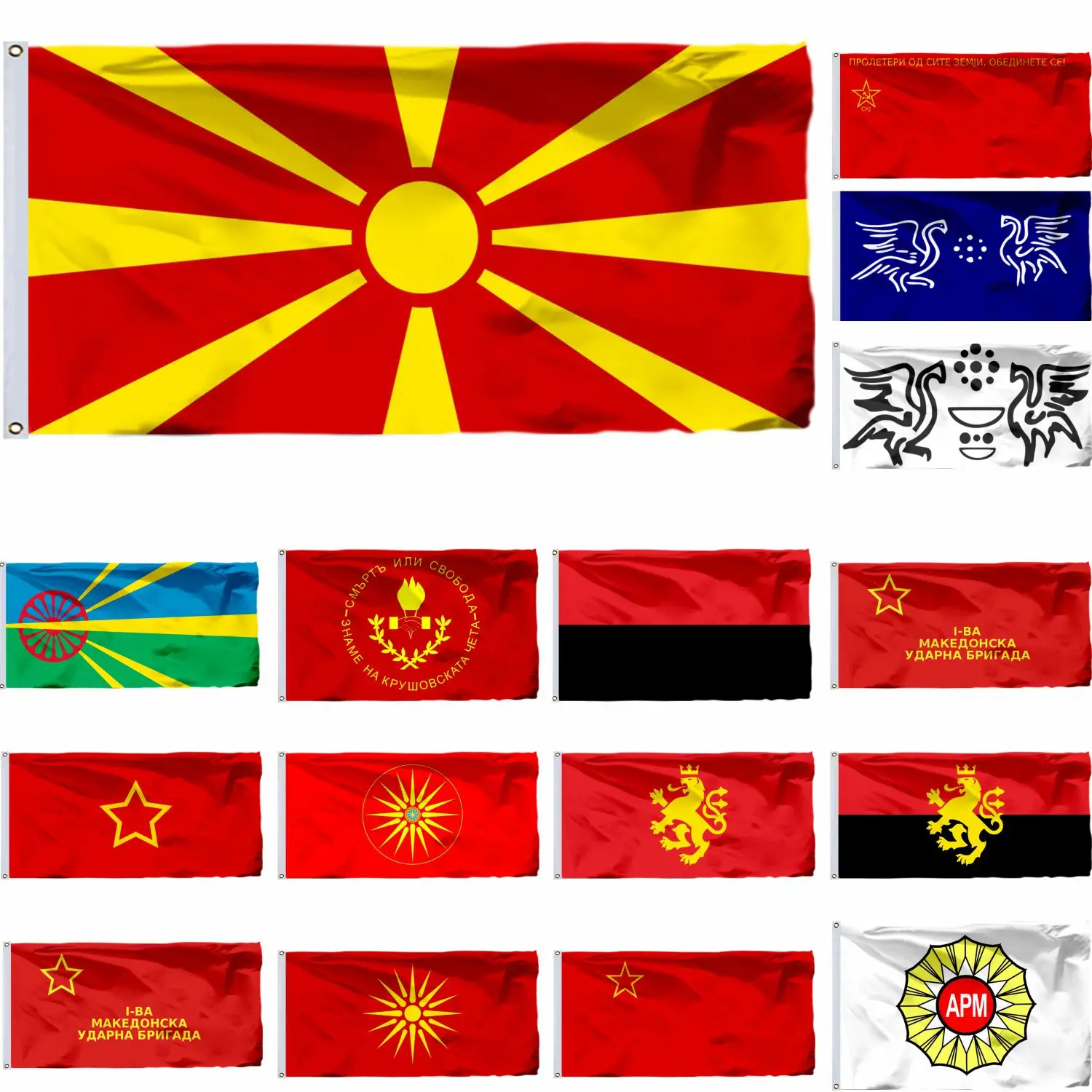 Macedonia Republic Flag Kruševo Republic 3X5FT 90X150CM Internal Macedonian Revolutionary Organisation Banner Na MNR