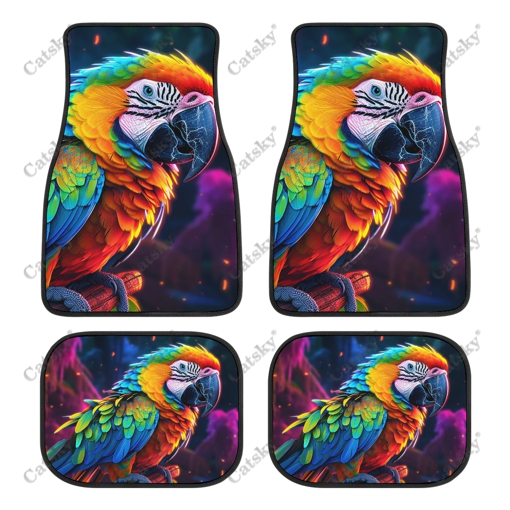 Colorful Parrots Perched On Branch Car Auto Floor Mats Carpet Customized Car Floor Mats All Weather Automotive Floor Pad Stylish