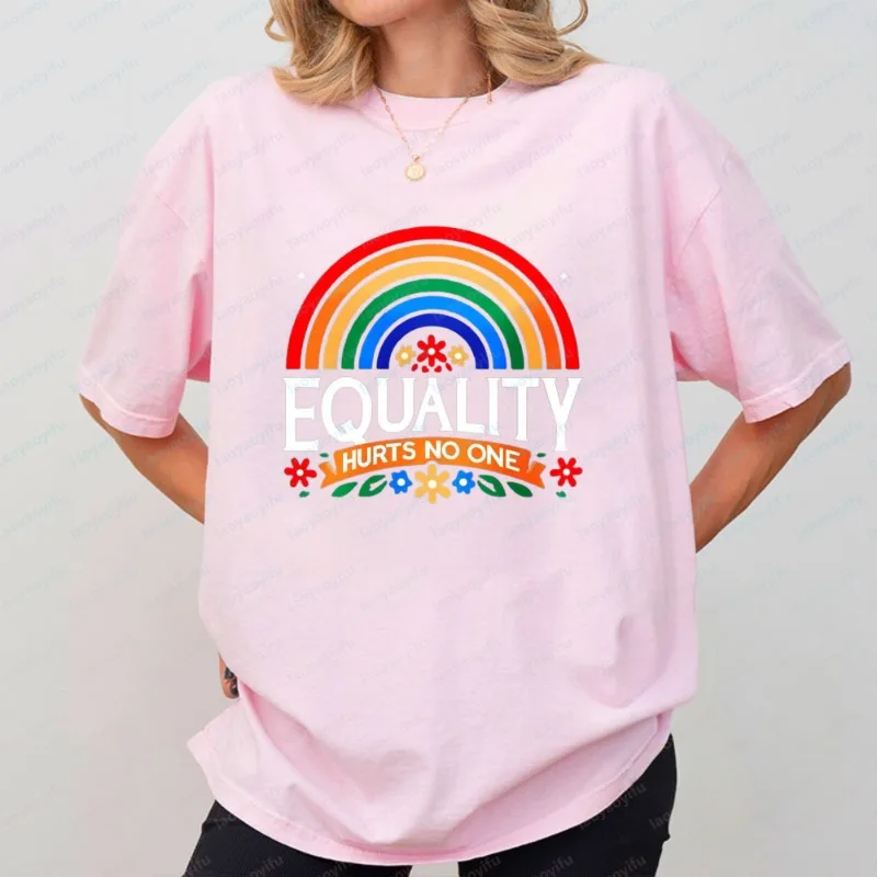 Fashion Pride Shirt for Women Rainbow Tshirt Equality Short Sleeve Tops Graphic Tees Breathable Fabric Gay Pride Design Tops