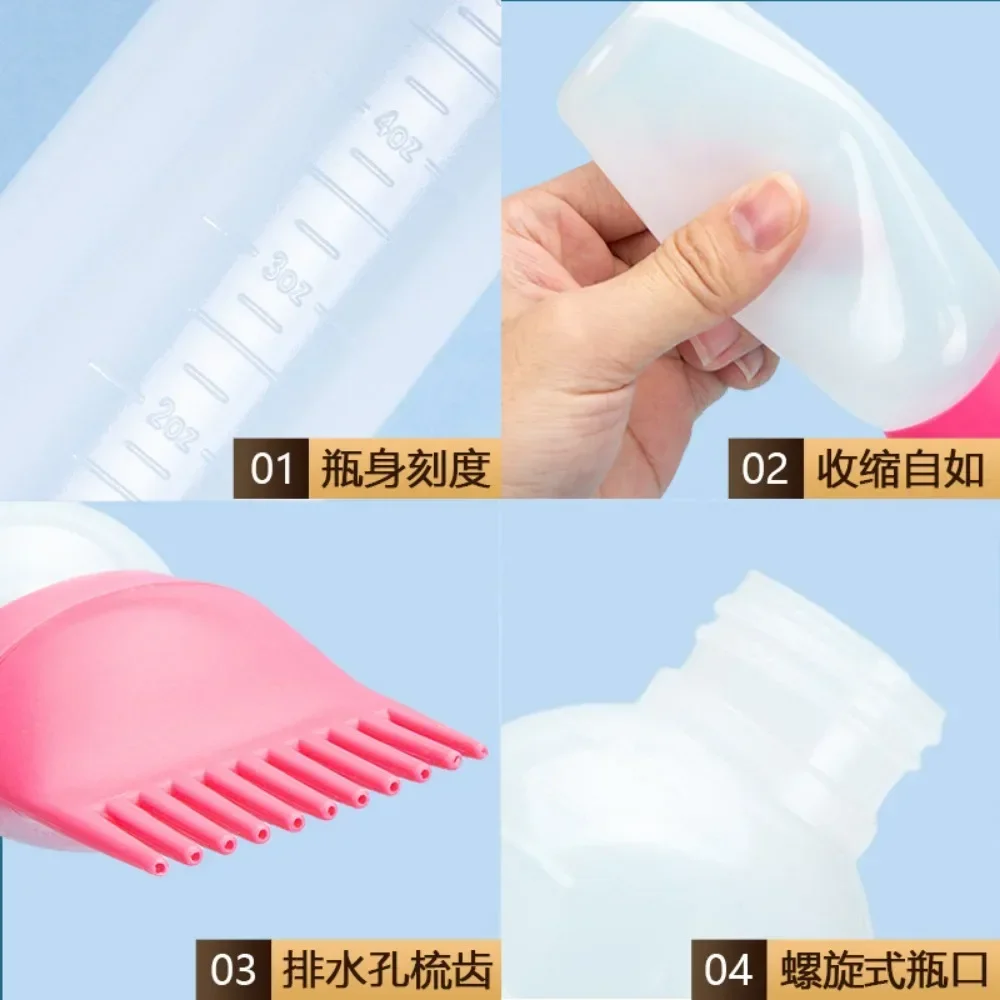 พลาสติกหลากสีย้อมผมขวดรีฟิล Applicator หวี Dispensing Salon Hair Coloring Hairdressing เครื่องมือจัดแต่งทรงผม