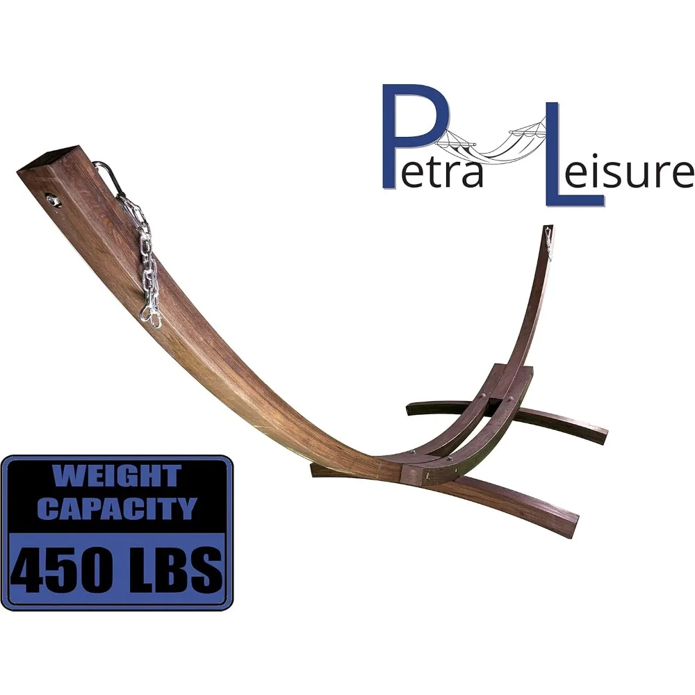 14 Ft. Wooden Arc Hammock Stand. 450 LB Capacity. Coffee Stain Finish Fits hammocks ranging from 9-11 feet in length.