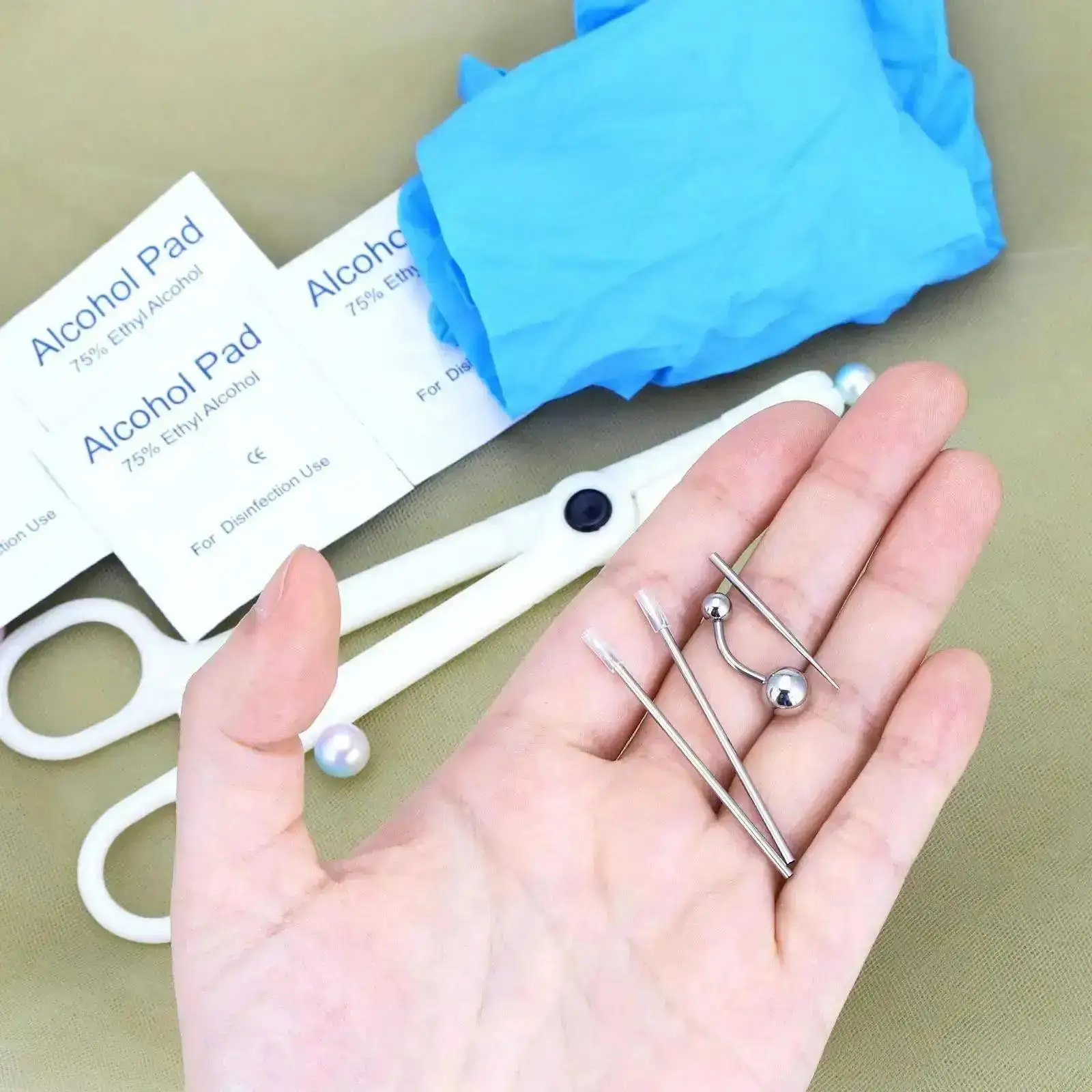 14G 16G Body Piercing Kit for Ear/Nose/Lip/Eyebrow/Septum/Industrial/Belly Button/Nipple Needles with Taper Insertion Tools