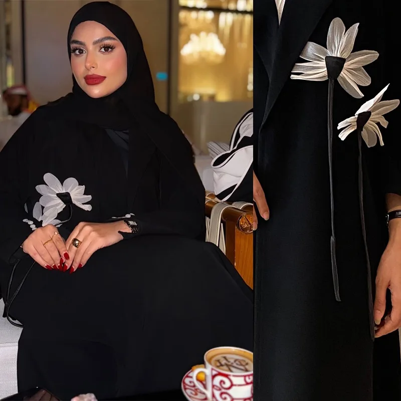 

Mq272 Modest Fashion Clothing Plus Size Women's Clothing With Three-dimensional Floral Design, Patchwork Long-sleeve Jacket