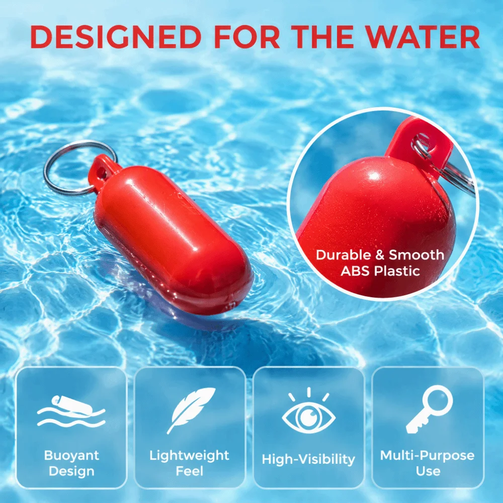 5pcs 65x25x25mm Floating Keychain ABS Plastic Oval Floating Key Ring Orange or Red Metal Key Ring Marine Keychain Beach Trip