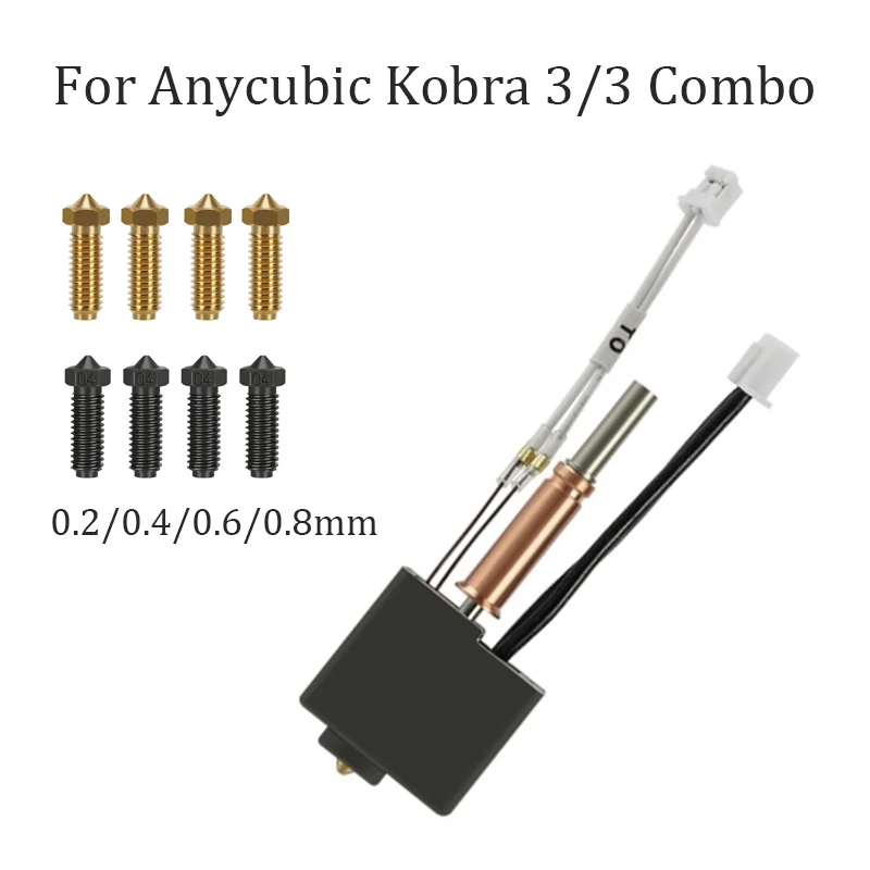 For Anycubic Kobra 3 Combo Hotend Nozzle Thermistor Heating Tube 24v 50w Heater Block For Anycubic Kobra3 Spare Parts Accesories