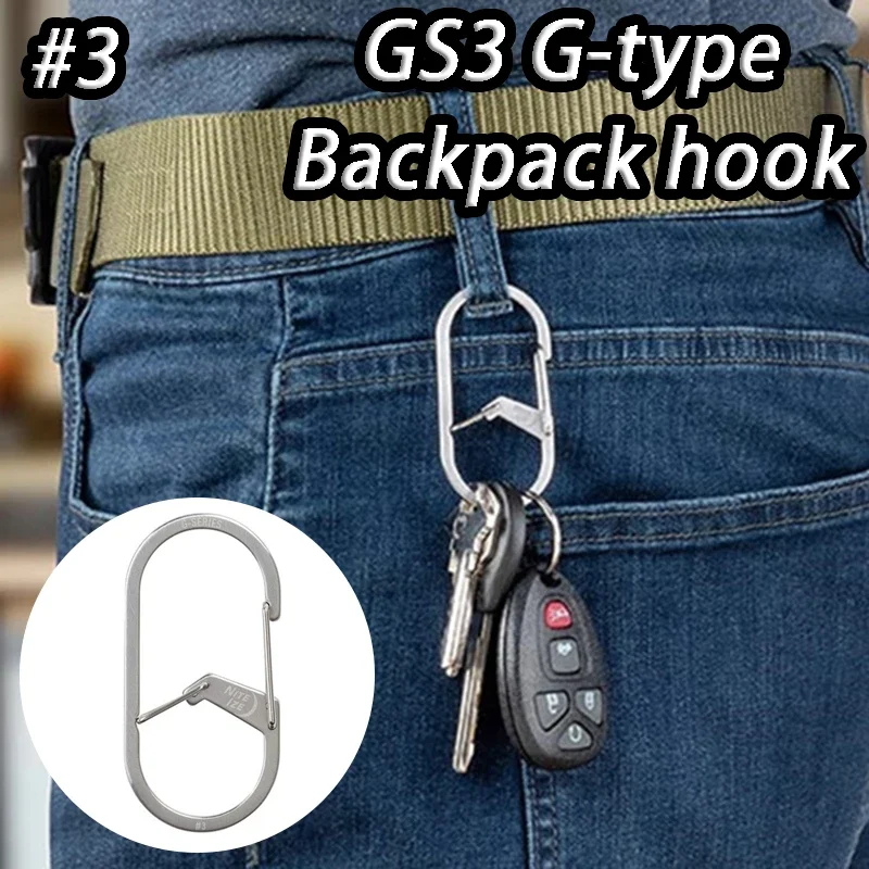 GS3 G-type Hook Portable Key Storage Buckle Stainless Steel Backpack Hooks Outdoor Water Kettle Anti Fall Hanging Buckles