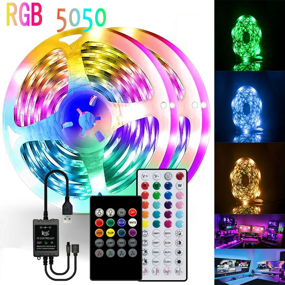 fita led com sincronizacao de musica usb rgb 5050 16 milhoes a cores retroiluminacao de tv natal ou tv 01