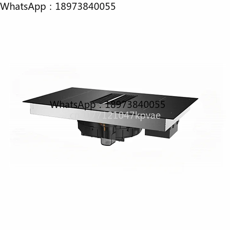 Downdraft Range Hood with Induction Cooker Built-in Tempered Glass Flow in Hood