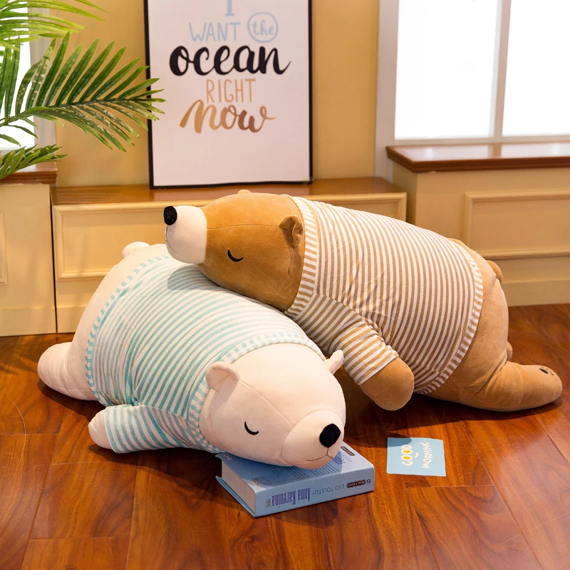 30cm Cute Soft Dressed Polar Bear Pillow Stuffed Plush Toys Office Nap Pillow Home Comfort Cushion Decor Gift Doll Child