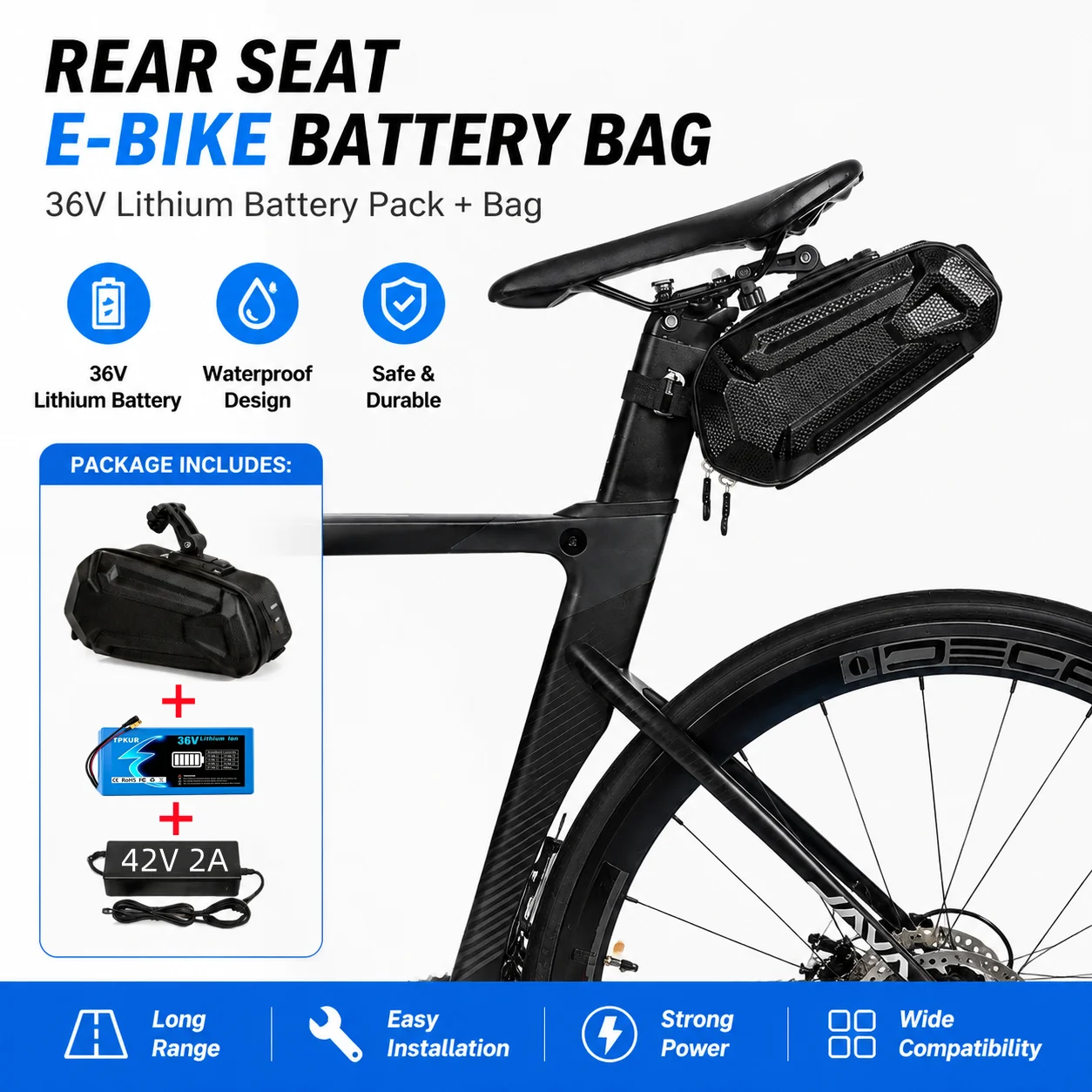 36V 10Ah 15Ah Triangular Electric Bike Lithium Battery Smart BMS Rechargeable Ebike Battery With Triangle Storage Bag & Charger