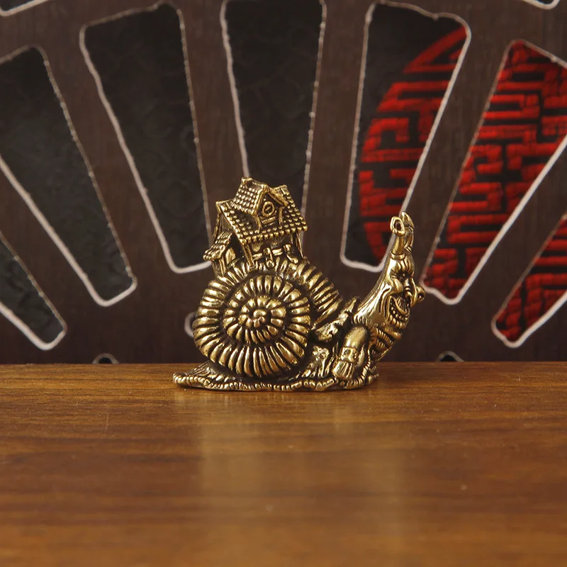1/2Pcs Brass Vintage Carrying House Snail Ornament Creative Animal Tabletop Decoration