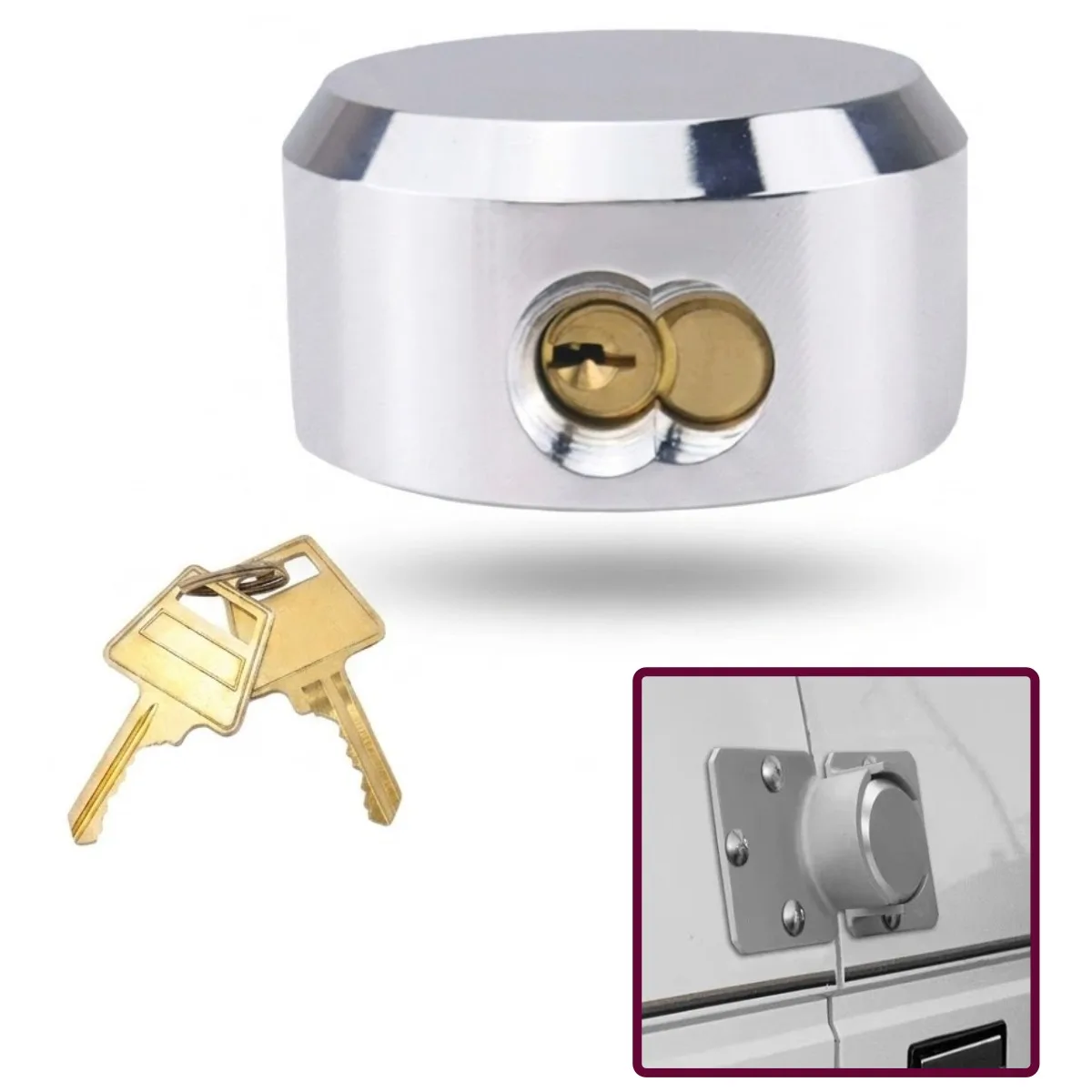 Hidden Detachable Padlock, Heavy-duty Solid Steel Chrome Plated Trailer Door Lock With 2 Keys
