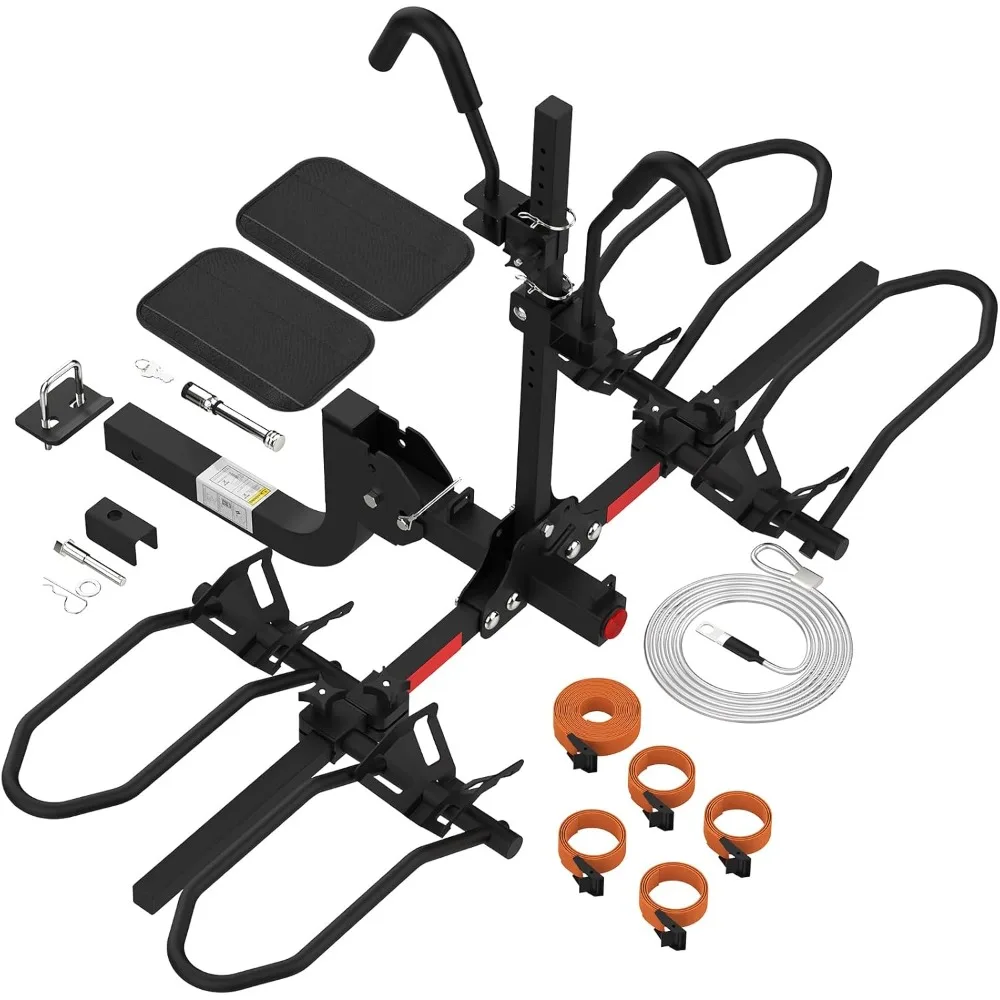

Ebike Rack for Tow Hitch, Heavy Duty 2 Bike Folding Bicycle Car SUV Racks for E Bike,Fat Tire and Standard, 2" Hitch Receiver,