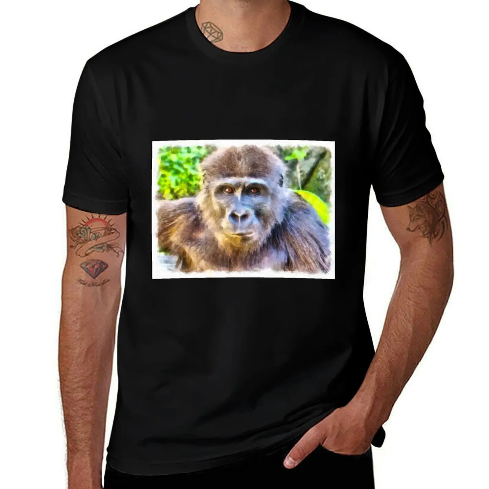 Bonobo Watercolor T-Shirt Basic Casual Short Sleeve Cotton Shirt T-Shirt