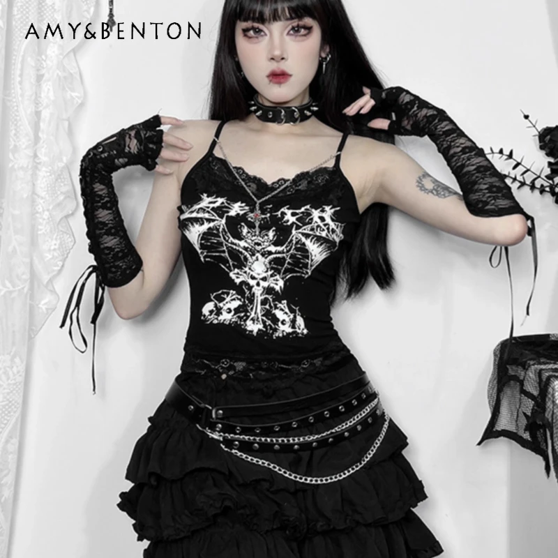 

Original Design Punk Dark Halloween Women's Clothing Autumn New Sweet Cool Sexy Hot Girl Subculture Y2K Sleeveless Vest Ladies