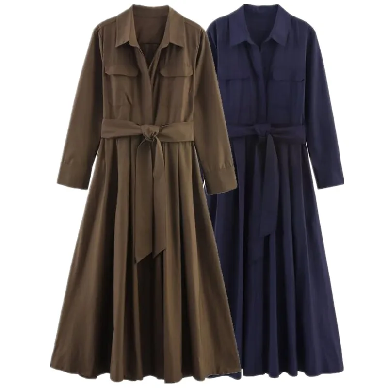 Vestido Csa F Outono 2025 Nova Coleção Versátil E Manga Longa Casual Material Diverso 00% Vestido