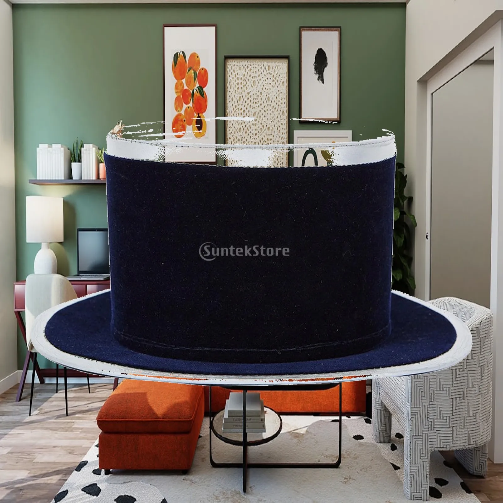 Structured Velvet Top Hat for Stage Performances Costume Styling Magic Acts with Soft Textured Finish and Inner Band
