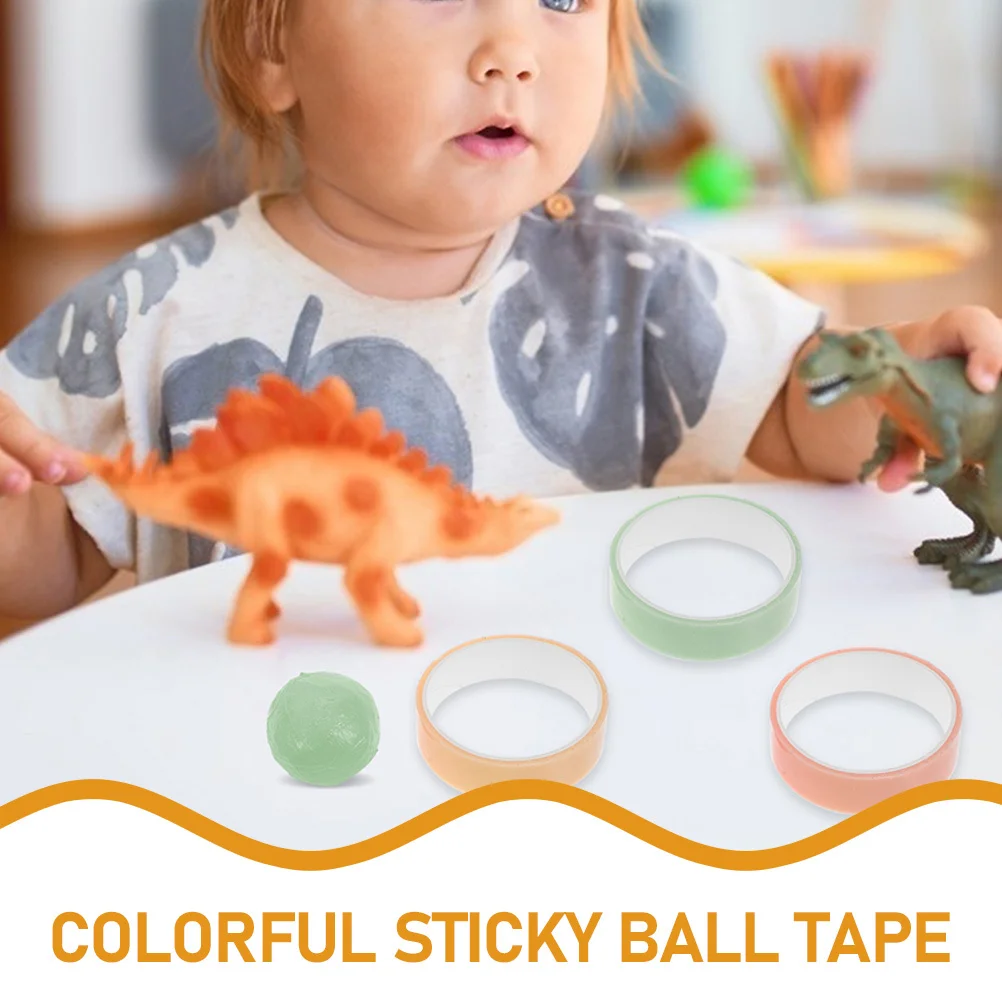 

6 Rolls Sticky Ball Tape Colorful Adhesive Stress Relieve Tapes for Kids Adults Portable Relaxing Playing Balls