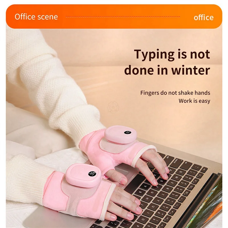 4X Heated Gloves, USB Rechargeable Hand Warmers Gloves, Winter Full-Finger Glove For Women Warm (Pink)