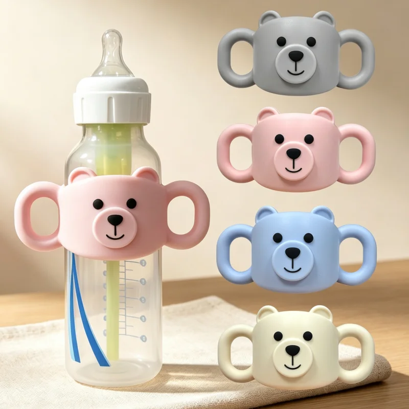 Silikon-Babyflaschengriffe, schmaler Flaschenhalter für Strohhalmflaschen, hilft dem Baby, die Flaschen zu halten, passend für Standard-Flaschenzubehör. – Detail 2