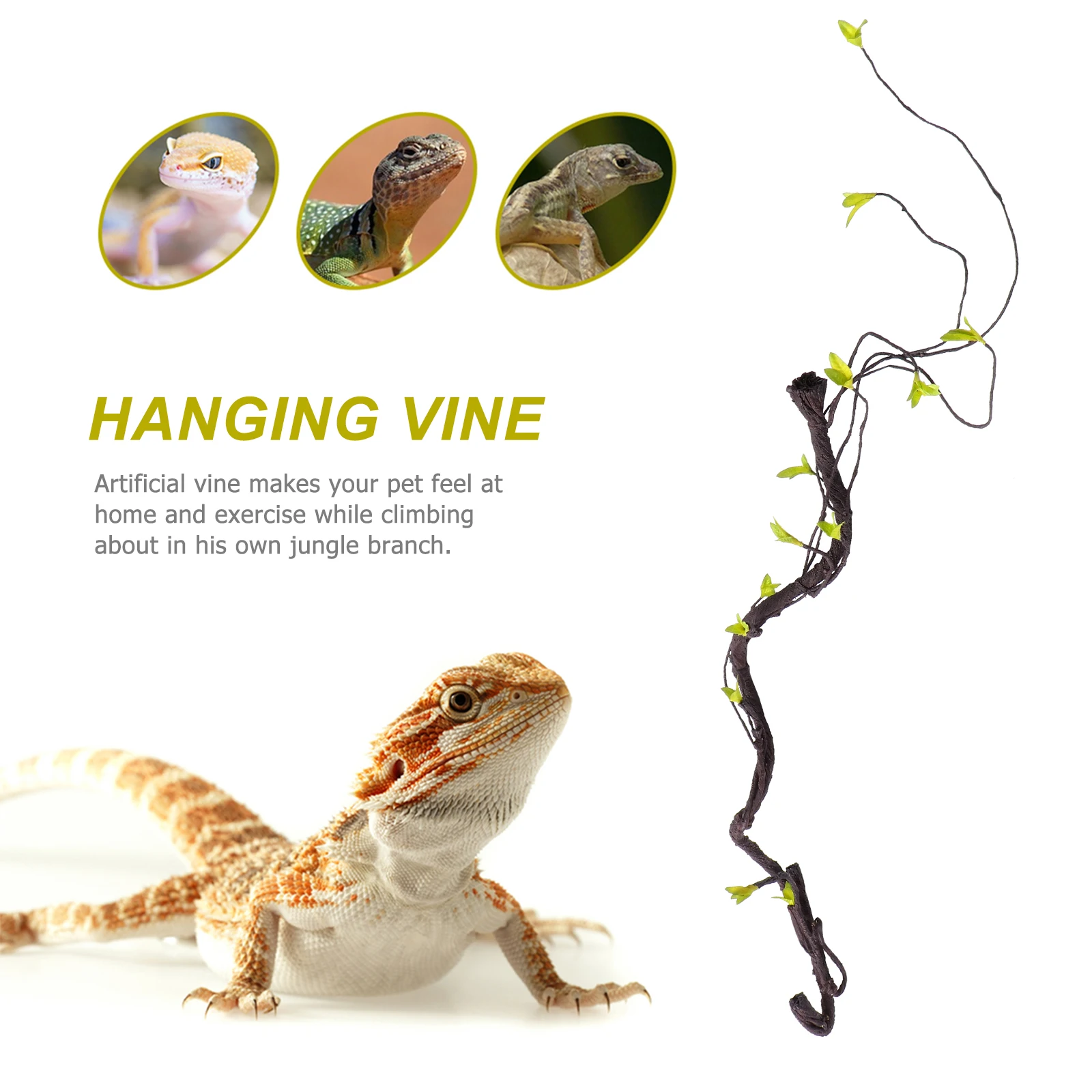 

Decorate Artificial Rattan Fake Plastic Gecko Terrarium Simulation Climbing Plants