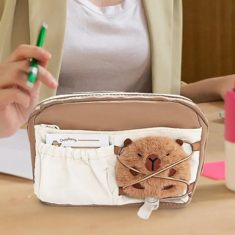 Capybara ดินสอกรณีเครื่องเขียนปากกากระเป๋าน่ารัก MARKER ปากกาแต่งหน้ากระเป๋าดินสอกระเป๋าสําหรับเด็กนักเรียนวัยรุ่นโรงเรียน