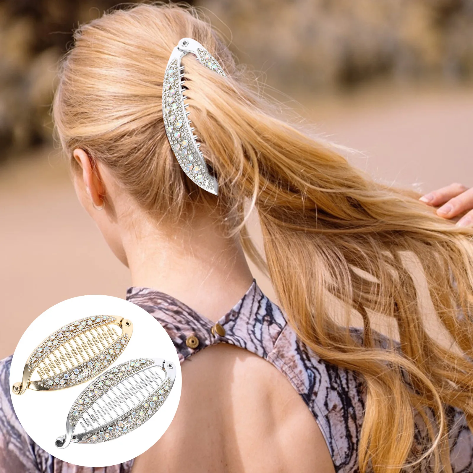 4Pcs Banana Hair Clips Fish Shape Ponytail Holder Clips Durable Strong Tension Side Hair Grips for Women Teens Styling