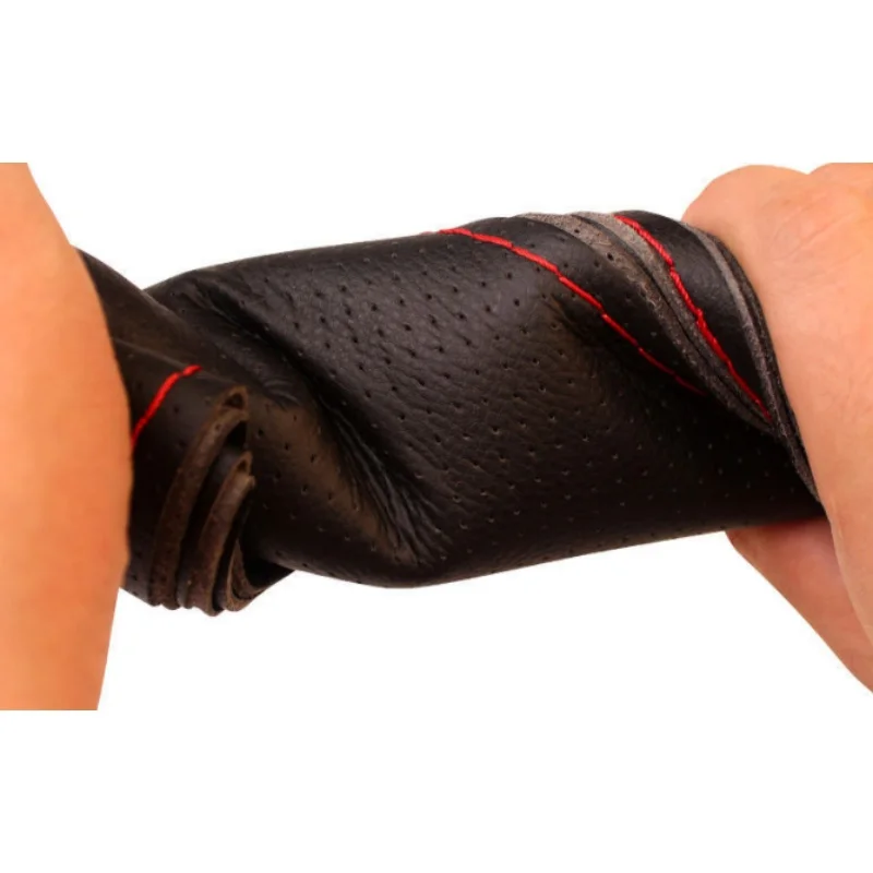 1PC Car Hand-stitched Knitting Line Steering Wheel Protective Cover DIY Textured Upholstery Leather Car Interior Modification