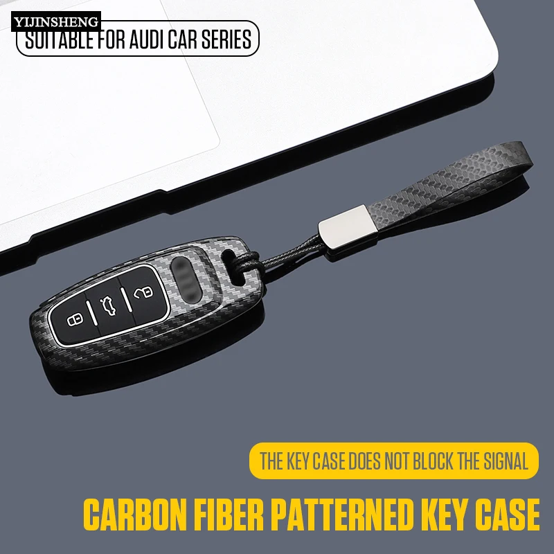 ABS Carbon Style Car Key Case Cover Fob Keychain for Audi A1 A3 A4 8P 8L 8V A5 B6 B7 A6 A7 C5 C6 Q3 Q5 Q7 4F S3 S4 S6 RS3 TT view 4