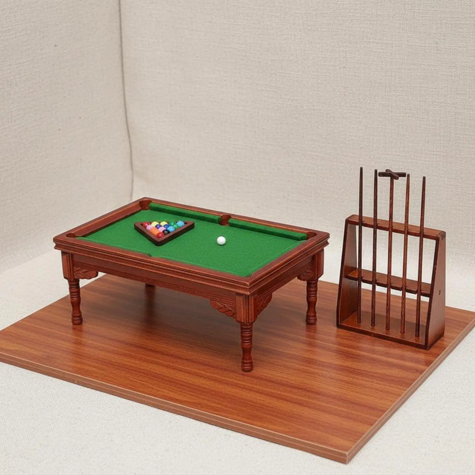 1 12 Scale Miniature Pool Table Dollhouse Game Set Wooden Billiard Table Furniture for Mini Scene Shooting