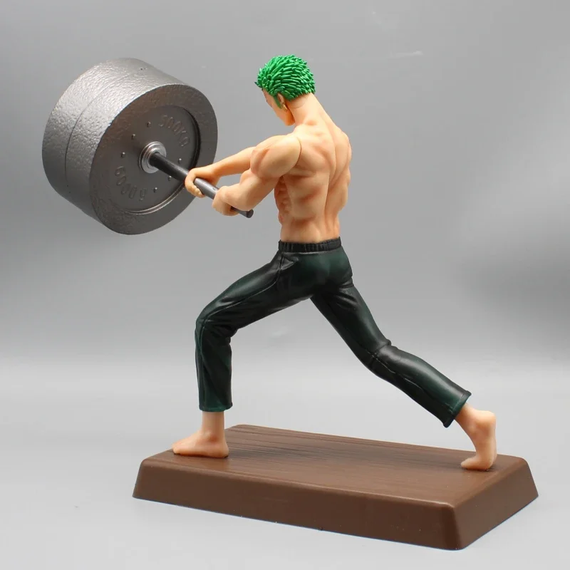 24cm One Piece Anime Figure Gk Uno Fitness Roronoa Zoro Dumbbell Wooden Sword Pvc Action Figurine Decoration Model Toys Gifts