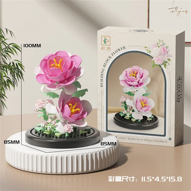 MOC Eternal Bouquet Micro Building Blocks Flower Model DIY Home Desk Plant Decoration Assemble Brick Toys For Children Gift 53