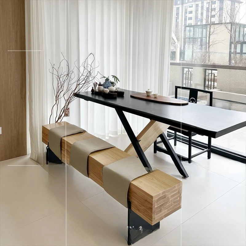 

Dining table and chair combination household ash wood small apartment black negotiation