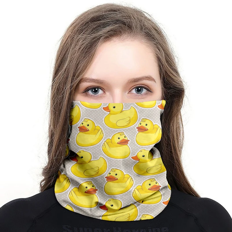 3D Yellow Duck Bandana Women Seamless Balaclava Buffs Cartoon Neck Scarf Windproof Sun Protection Cycling Fishing Face Mask