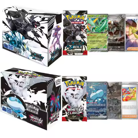 popular 4-36Pack 40-360PCS English Pokemon Card Black Bolt White Flare Booster Box Battle Pokemon Trade Card Transaction Gift