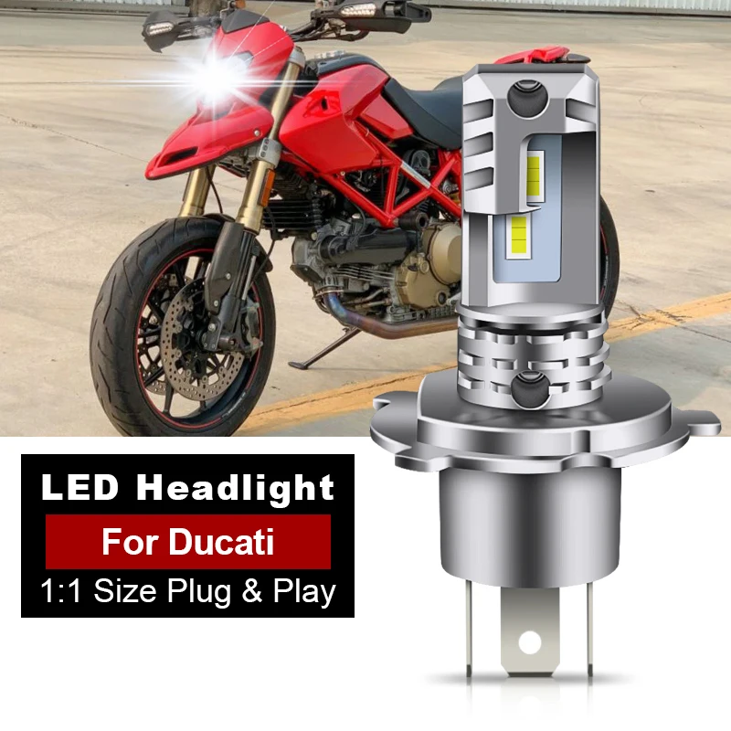 1/2PCS H4 LED Motorcycle Headlight Bulbs Hi Lo Beam Moto Lights 9003 For Ducati Hypermotard 1100 796 2008-2015 Monster 1000 600