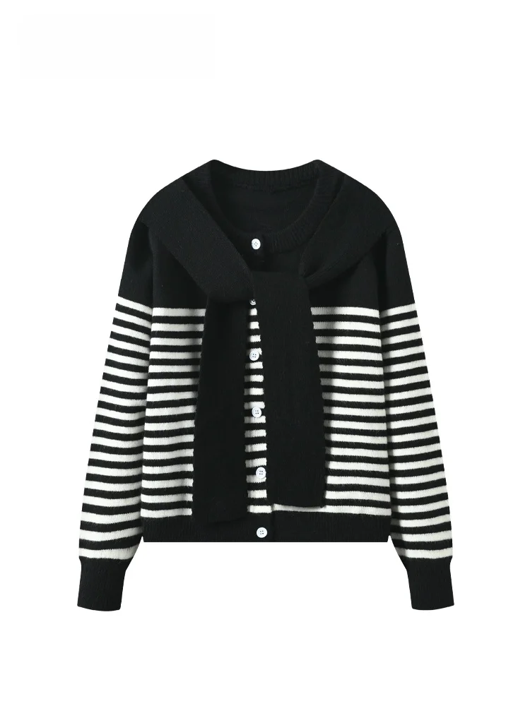 

Женский вязаный кардиган больших размеров с длинными рукавами и круглым вырезом, модный дизайн, новинка ранней осени, из полиэфирного волокна