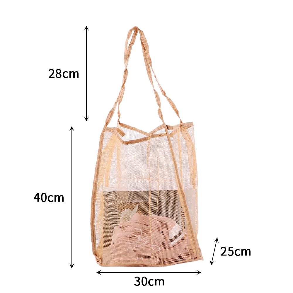 Protable Mesh Bag Large Capacity Reusable Kids Toys Storage Bags Swimming Beach Bag Women Makeup Organizer Shopping Handbag