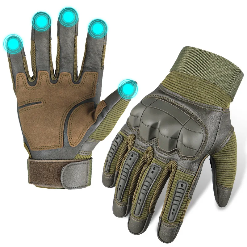 Tactical Gloves Airsoft Touch Screen Shooting Gloves Combat PU Leather Hunting Hiking Full Finger Gloves Men