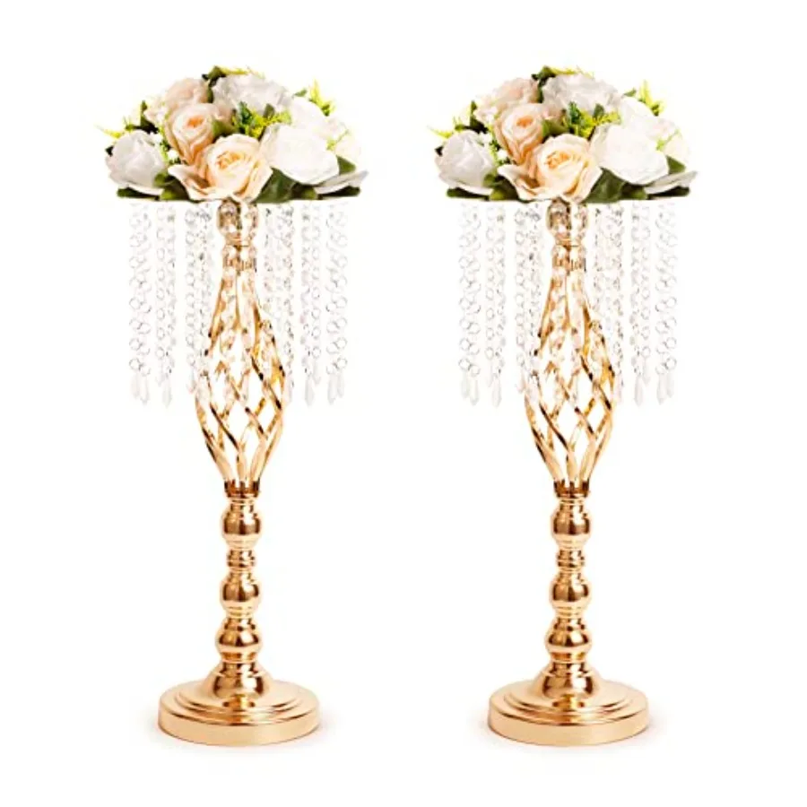 

Metal Flower Vases Crystal Flower Stand Wedding Centerpieces for Tables Party Dinner Event Restaurant Hotel Decoration
