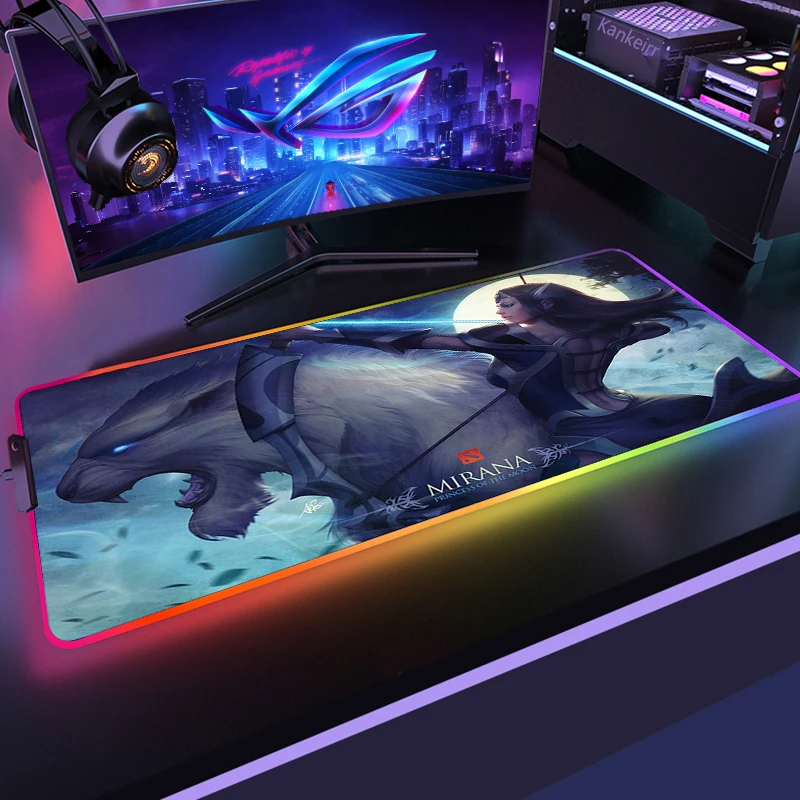 Dota2 Large RGB Mouse Pad Gaming Mousepad LED Lighting Mouse Mat Gamer Mousepads PC Desk Pads RGB Keyboard Mats Carpet 1000x500