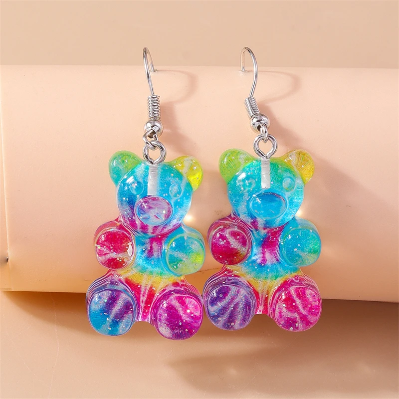 Cartoon Gummy Bear Drop Earrings for Women Animal Pendant Dangle Earrings Brincos Femme Girls Party Holiday Jewelry Gifts