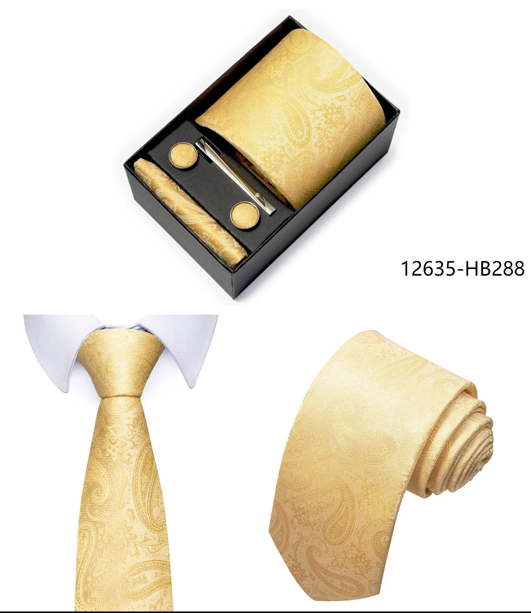 High Grade Holiday Gift Box Brand 8 cm Blue Paisley Tie Handkerchief Cufflink Set Men Necktie Clothing Accessories Birthday Gift