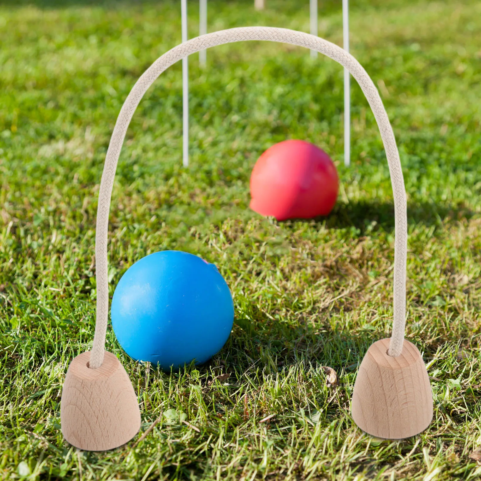 5개 세트 면 로프 크로켓 위켓 나무 베이스 잔디 교체용 후프 야외 장비용