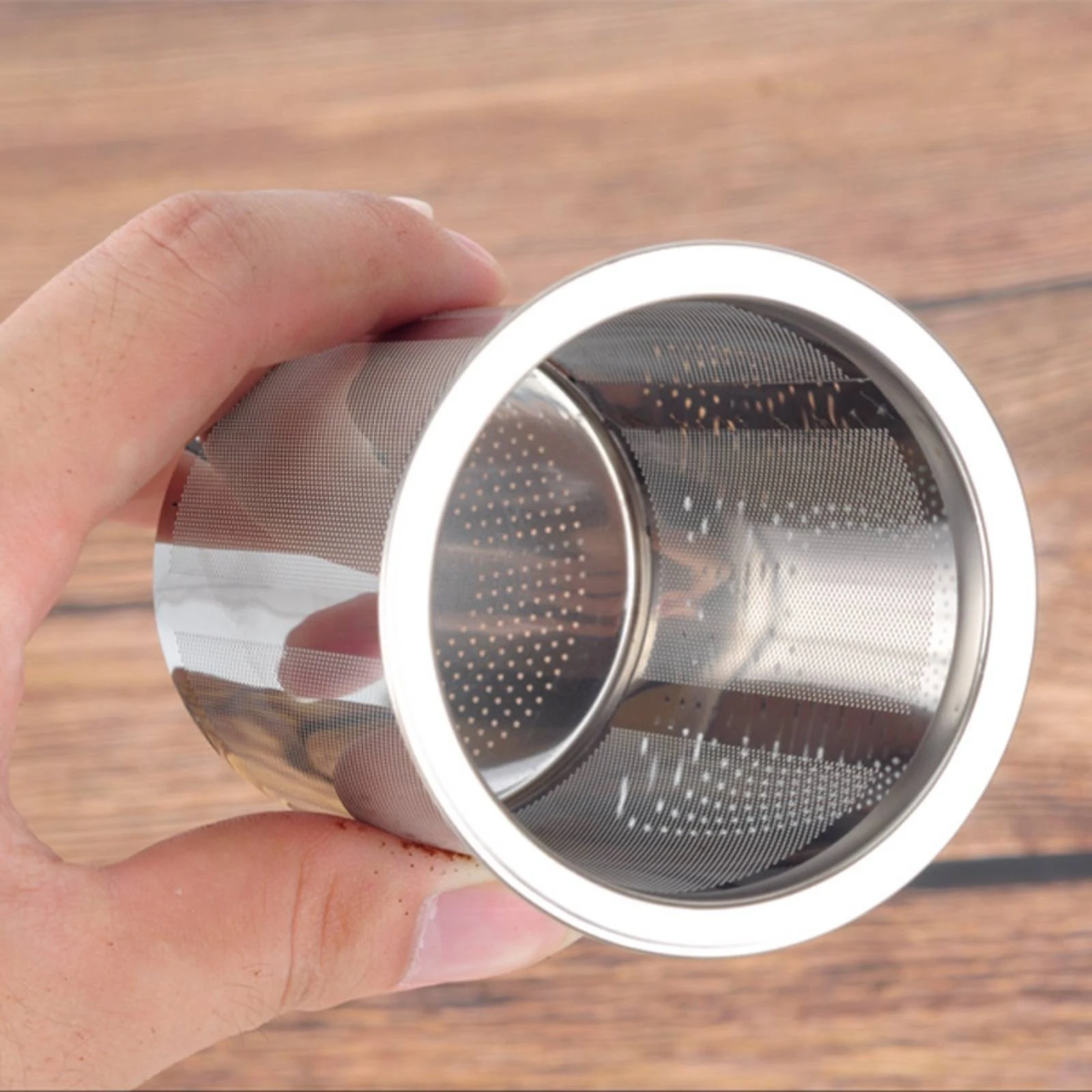 Stainless-Steel Coffee Powder Sifter Long-Lasting Coffee Grounds-Catching Cup with Mesh Interior Corrosion-Resistant Dishwasher