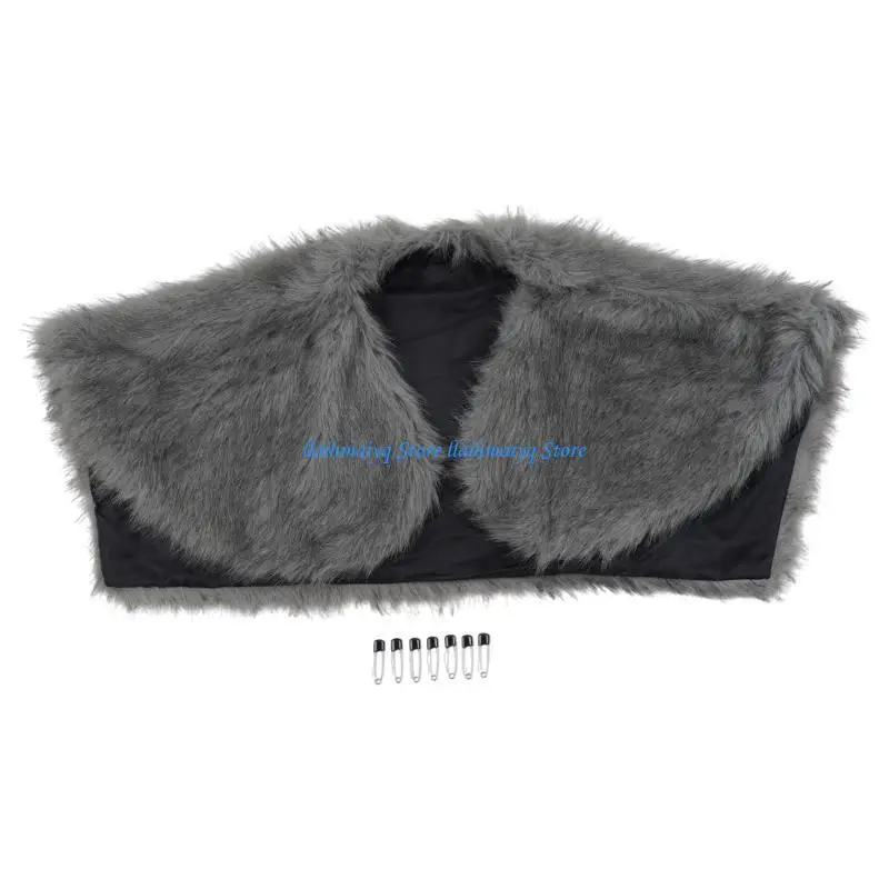 

573B Artificial Furs Lined Historical Capes Themed Costume Prop Halloween Mens Costumes For Renaissances Fairs Cold Weather