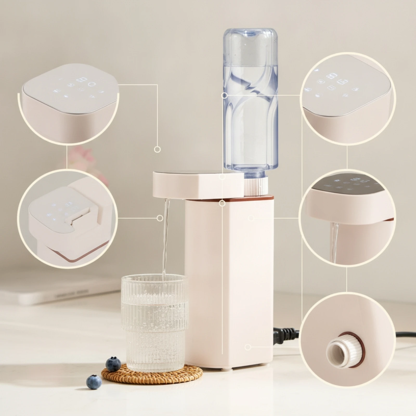 Instant Hot Water Dispenser Compact Quick Heating Countertop Water Dispenser Appliance Touch Control Adjustable