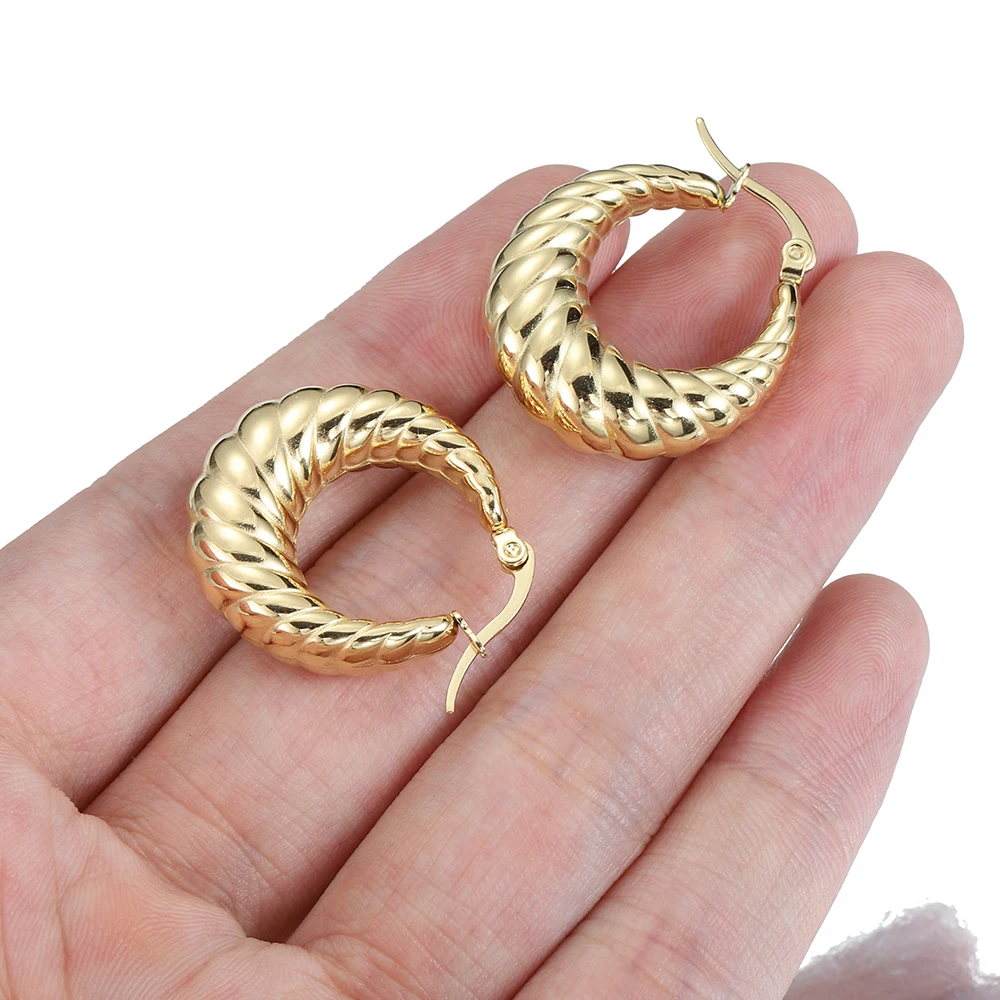 1Pair Stainless Steel Earring Hoop Earrings For Women Spiral Earring Charm Geometric Round Earring Jewelry Making DIY Gift